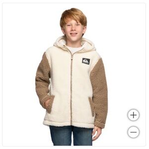 Quiksilver Cream and Brown Sherpa Hoodie